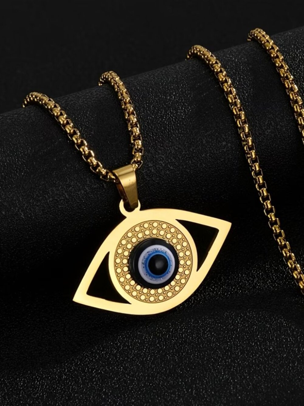 18k Gold Plated Stainless Steel Evil Eye Amulet Necklace
